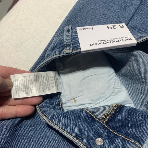Sam Edelman The Kitten Straight Leg Raw Hem Jeans Quinn Denim Blue NWT Size 8/29 - Picture 8 of 9
